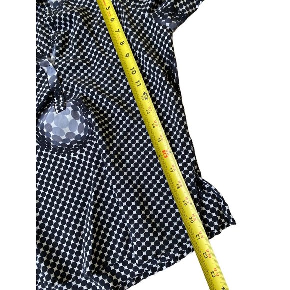 ABS by Allen Schwartz Womens Y2K Top Medium Black Silk Polka Dot Button Down - Picture 9 of 10
